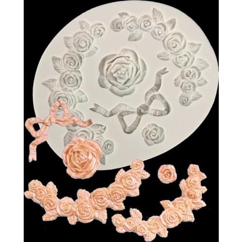 Minsunbak Wreath Necklace Fondant Silicone Mould Wedding cake chocolate decoration tools Sugar craft tools Gan Pais