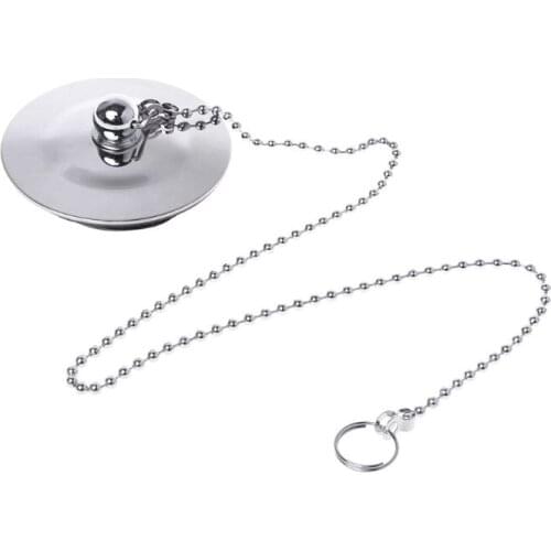 Bathtub Drain Plug With Chain Sink Basin Water Stopper For Bathroom Kitchen Chrome Plated