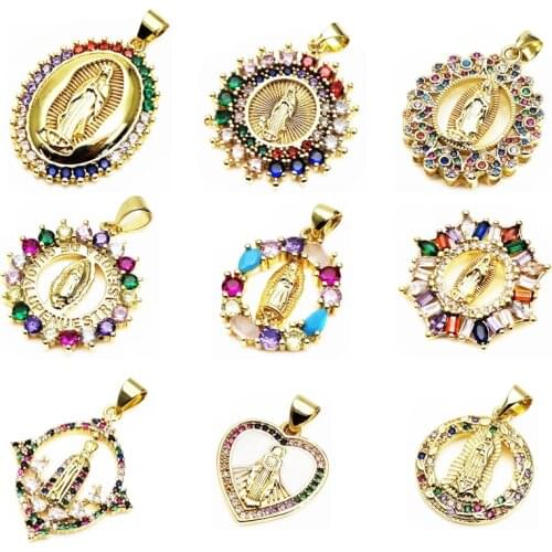 Fashion colorful Zircon Pendant love heart Virgin Mary Pendant sun shape Pendant DIY jewelry accessories gift for friends