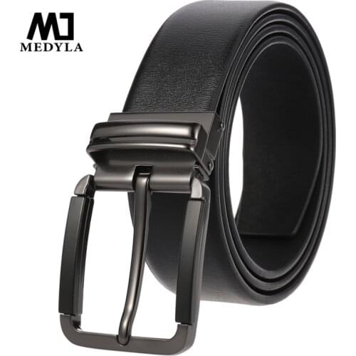 MEDYLA Genuine Leather Alloy Pin Buckle Luxury Brand Leather Strap Belt for Men Designer High Quality Business Casual Belt Y3946