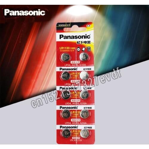 10pcs/lot Panasonic Battery Cell 1.5V AG10 LR1130 Alkaline Button Battery AG10 389 LR54 SR54 SR1130W 189 LR1130 Button Batteries