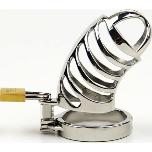 SODANDY Chastity Device Male Stainless Steel Chastity Belt Openwork Cock Cage Metal Penis Ring Bondage Penis Gear Sex Products