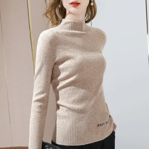 Women t-shirt Slim Autumn Winter Solid color Long sleeve Tops Tees Turtleneck Sexy T-shirt Women AL50179