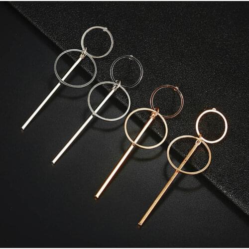 2018 New Trendy Double Round Circle Hoop Earrings Golden Silver Color Elegant Round Earrings For Women Gift E0204