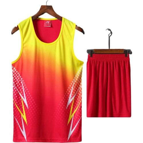 Vest+Shorts Men Women Gym Running Sets Track and field sportswear Sprint Running suit Quick-drying Marathon Clothes