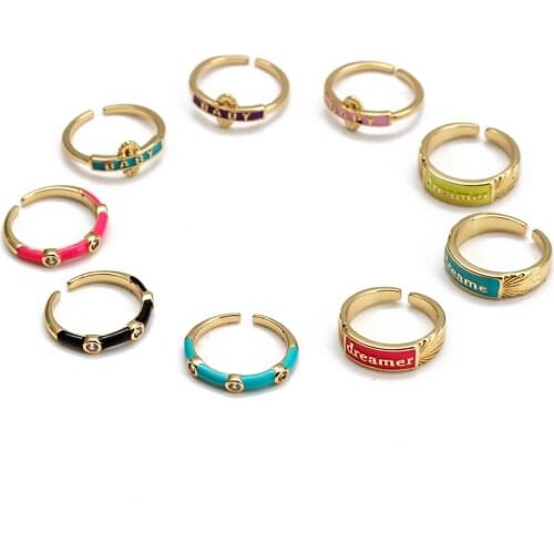 Wish Card 1 Pcs Fashion Copper Enamel Ring Baby Dreamer Joint Element Jewelry In Hand Party Wedding Womens Ring Gift to Friend