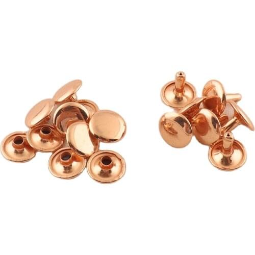 100sets 11*9mm Double Cap Rivet gold Studs Round Rivet for Leather Craft Bag Belt Clothing Garment Shoes Collar Decor DIY