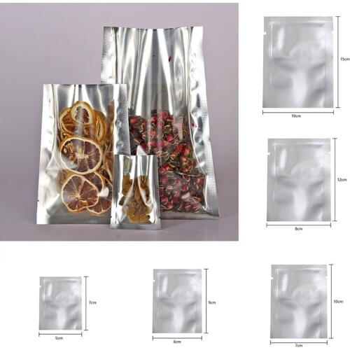 100PCS Translucent Reclosable Flat Pocket Aluminum Foil Bag Three-side Sealing Flat Bottom Bag Sealed Food Packaging Bag