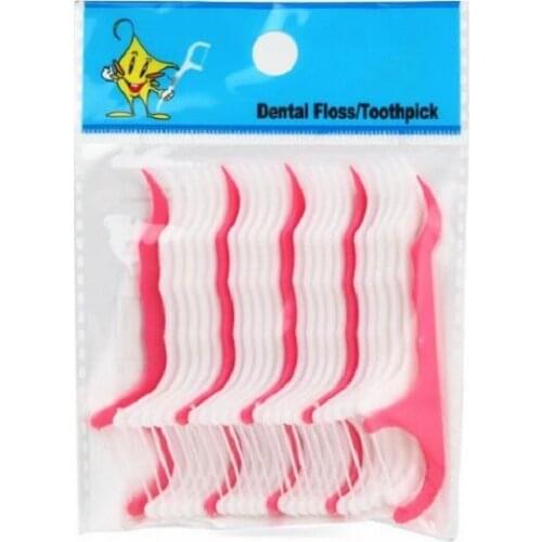 10000 pcs Dental Flosser Plastic Pink+White Oral Hygiene Teeth Tooth Cleaning Dental Floss Pick Peeling Stick
