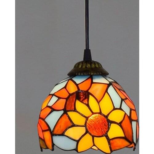 15cm European-Style Creative Tiffany Multi-Color Glass Aisle Balcony Corridor Bar Counter Garden Taiyanghua Small Droplight