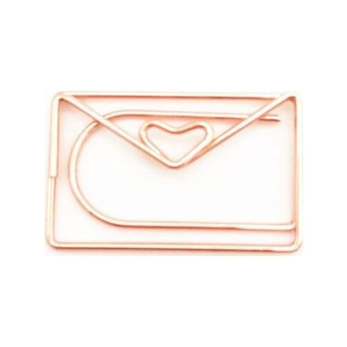 200pcs/lot Rose Gold Love Paper Clip Creative Special-shaped Modeling Clip Metal Paperclips Metal Paper Clips Bookmark