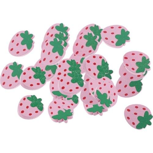 30pcs Pink Strawberry Wooden Buttons DIY Crafts Embellishment Sewing Fastener
