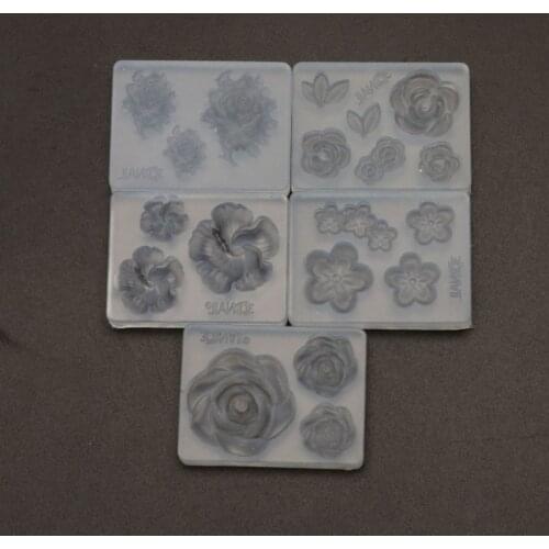 5Pcs Rose Flower Chrysanthemum Small Flower Candy Silicone Molds Set for Chocolate Fondant Polymer Clay Soap Resin Craft