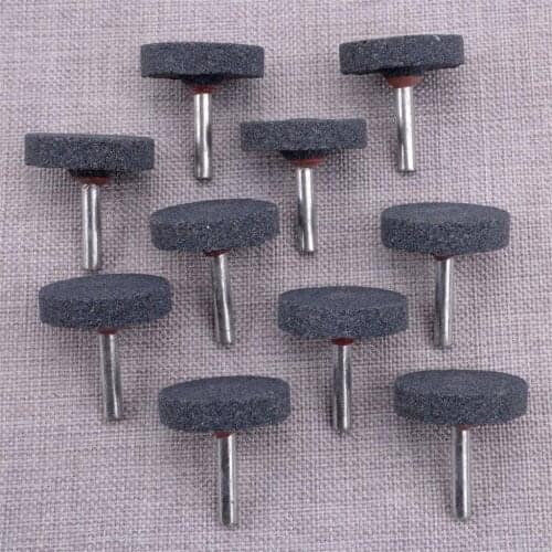 10Pcs/Set 40mm T-shape Mounted Abrasive Grinding Cutting Stone Wheel Head Gray For Drill Rotary Tool