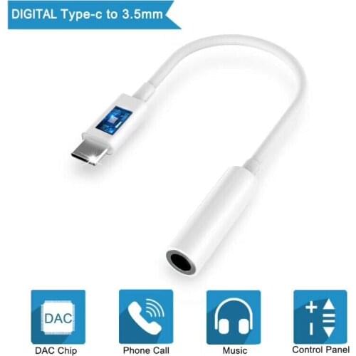 Digital USB-C Type-c to 3.5mm Earphone AUX Audio female extension cable for mobile phone