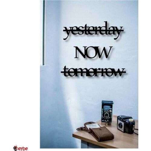 Wood wall art "yesterday, now, tomorrow" 3 pcs decor black color Modern nature home office living room bedroom kitchen new good quality