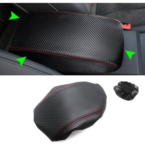 For Audi A3 2017 2018 Carbon texture Microfiber Leather Car Center Console Armrest Box Protection Cover Trim