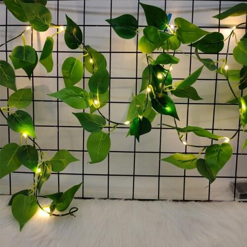 2M 20LEDs Leaf Rattan Fairy Lights Copper Wire LED String Lights Holiday Lighting Christmas New Year Wedding Party Decoration