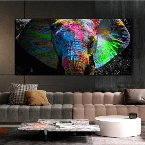 Graffiti Pop Art Elephant Canvas Paintings on The Wall Posters and Prints Colorful Animals Wall Pictures for Kids Room Cuadros