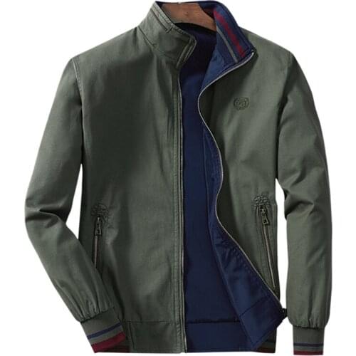 Cotton Spring Mens Bomber Jackets Casual Male Outwear Windbreaker Stand Collar Two-sided Wear Jacket Mens Baseball Slim Coats
