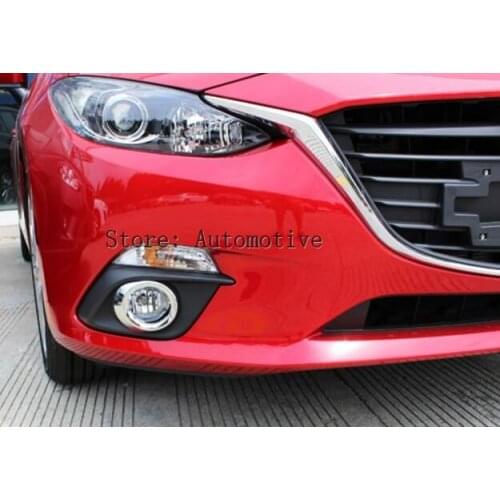 For Mazda 3 Axela 2014 2015 2016 Chrome Front Fog Light Lamp Cover Trim Foglight Bumper Garnish Molding Ring Car Styling 2pcs