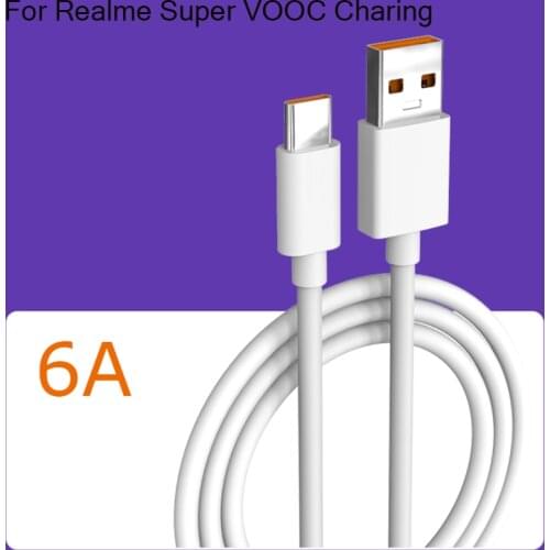 Realme 6A Type C Cable Super Vooc Fast Charing Data Line For Realme X50 X50M X50T X2 X3 Q2 X7 6 5 Pro V15 Huawei Mate40 Pro OPPO