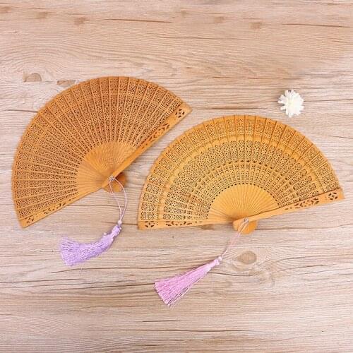 Chinese wind folding fan custom women with pendant classic portable fan gift fan high quality fan chinese folding fan