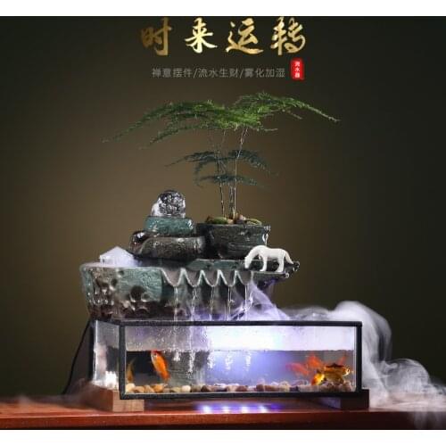 Zq Creative Flowing Water Fish Tank Decoration Lucky Fountain Office Living Room Desktop Housewarming