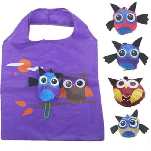 Cute Animal Owl Shape Folding Shopping Bag Eco Friendly Ladies Gift Foldable Reusable Tote Bag Portable Travel Shoulder Bag