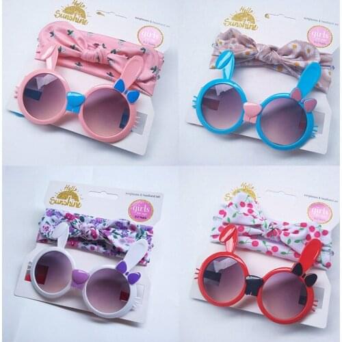 Cute Cartoon Rabbit Baby Headband Glasses Set Baby Kids Children Sun Glass Girls Boys Sunglasses Baby Hair Accessories