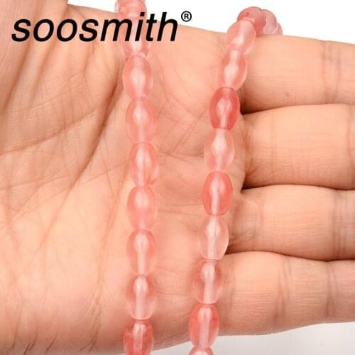 Fashion Cylinder Shape Rose Red Crystal Beads Natural Stone Beads Spacer for Jewelry Making Diy Bracelet Jewelry Accessories