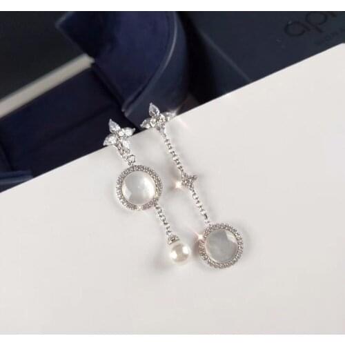 Fashion designer party jewelry 3a cubic zirconia nature shell earrings star female dangle earring luxury brand jewelry