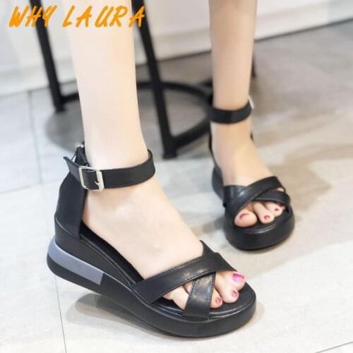 Soft womens shoes thick soled Roman shoes casual shopping not tired peep-toe beach womens shoes outdoor versatile shoes