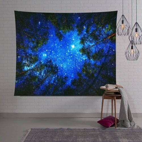 Night Sky Wall Tapestry Wall Hanging Forest Starry Night Tapestries for Living Room Bedroom Boho Decoration Home Decor Tapiz