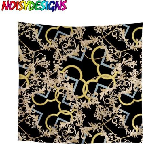 NOISYDESIGNS Golden Flower Print Bandana Hair Scarf for Girls Women Unisex Square Scarf Turban Headband Accessories Euporean