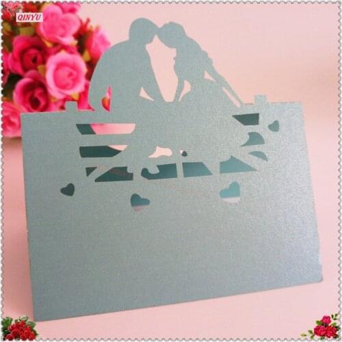 2018 new 10pcs Laser Cut Wedding Table Card Name Card Bride And Groom Wedding Table Decoration Love Heart Design 6z