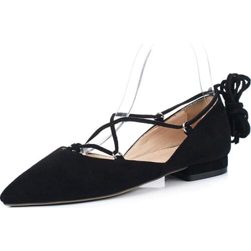 19 years spring new small pure and fresh and low heel side with cross bind point 33 - size 43 yards single shoes