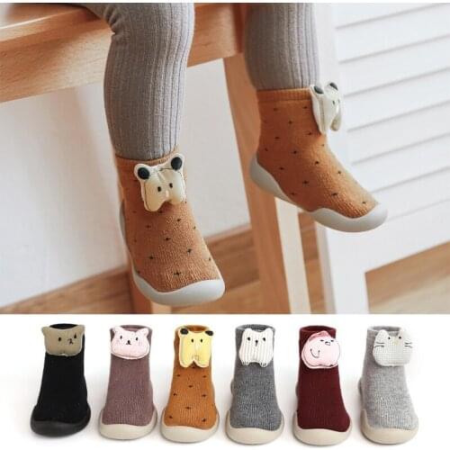 New baby shoes cartoon terry shoes baby toddler shoes terry soft bottom children floor shoes non-slip stereo cartoon shoes