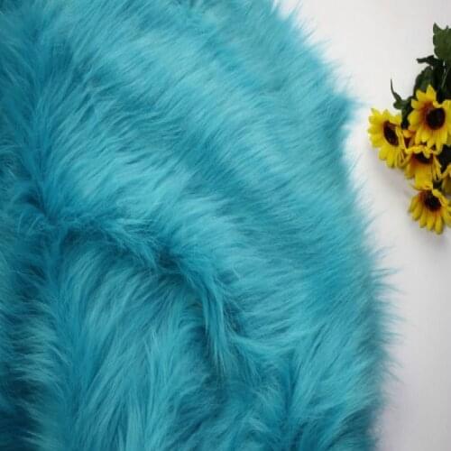 7cm lake blue fur plush cloth fabric for background wall soft bag mobile phone counter decoration cosplay diy sewing materials