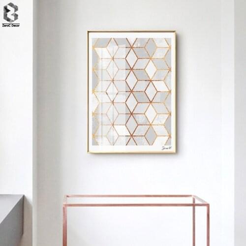 Nordic Geometric Cube Posters and Prints Wall Art Canvas Painting Wall Pictures For Living Room Home Decoration
