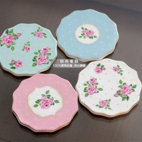 Recommendation Shopkeeper Rustic Ceramic Rose Coasters Cute Placemats Heat Insulation Pads Cup Pads 4 Pieces/Lot Free Shipping
