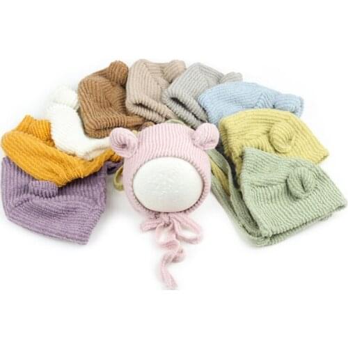 Newborn Photography Posing Props Cute Crochet Knitted Hat Baby Infants Beanies Cap Photo Shooting Accessory
