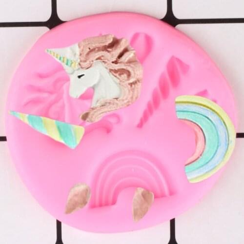 Unicorn Horns Ears Silicone Mold Rainbow Cake Border Fondant Mould Chocolate Cake Decorating Tools Candy Clay Resin Molds
