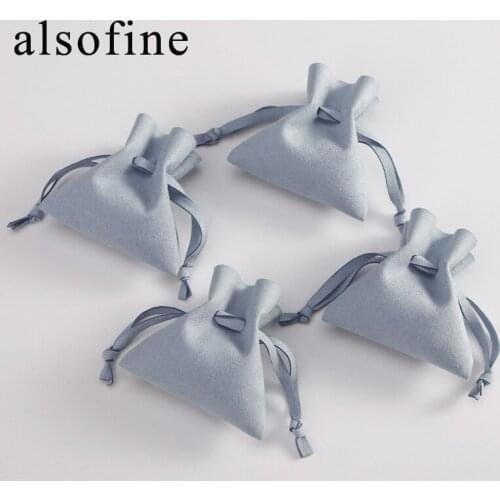 Hot Sale 10 pcs/lot Jewelry Bag Necklace Earrings Jewelry Earphone Bag Microfiber Imitation Leather Velvet Bag Small Item Bag