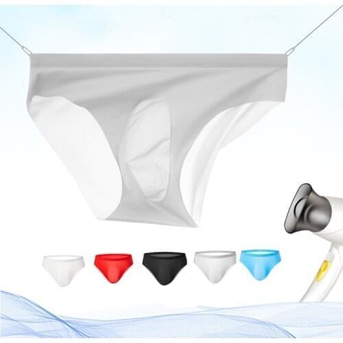 Mens Non-trace Ice Silk Briefs Male Ultra-thin One Type Convex Film Shorts Sexy Ventilate Invisible Mens Underwear