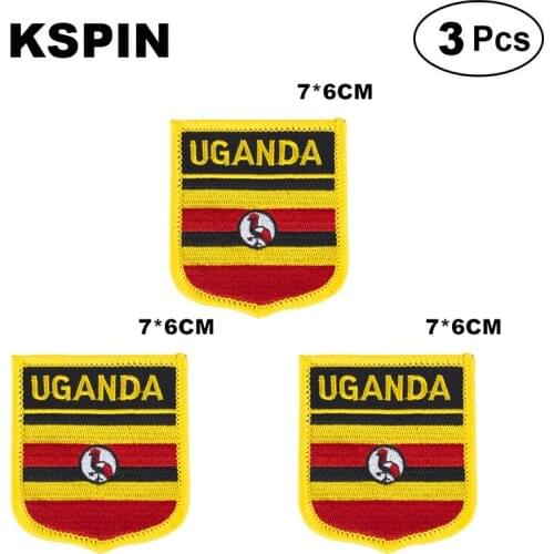 Uganda Shiled Shape flag patches national flag patches for Cothing DIY Decoration