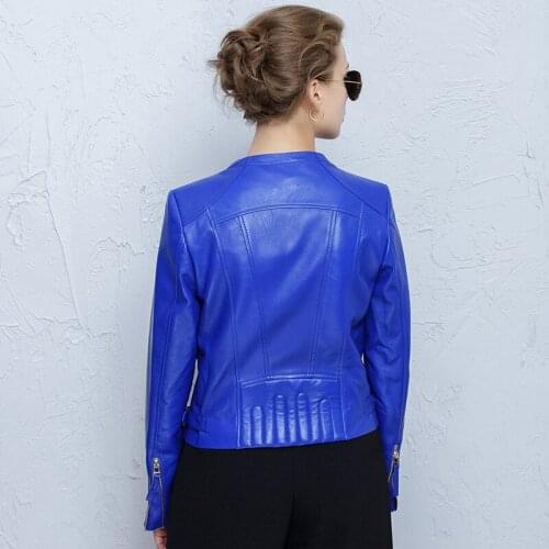 Natural Genuine Leather Jacket Women Moto Biker Real Leather Jacket Female Clothes 2019 Slim Fit Sheepskin Coat Hiver 602