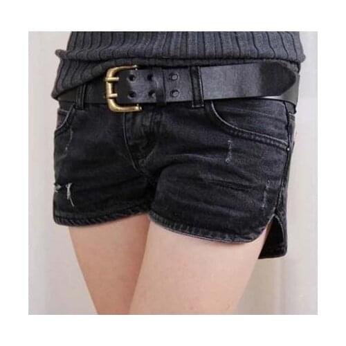 Newst Womens Summer Low Waist Denim Shorts Loose S/2Xl Ripped Jeans Shorts Casual Sexy Punk Rivet Hole Mini Jeans Shorts J2307