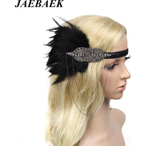 JAEBAEK Women Headpiece Vintage 1920s Headband Flapper Great Gatsby 20s Party Wedding Fascinator