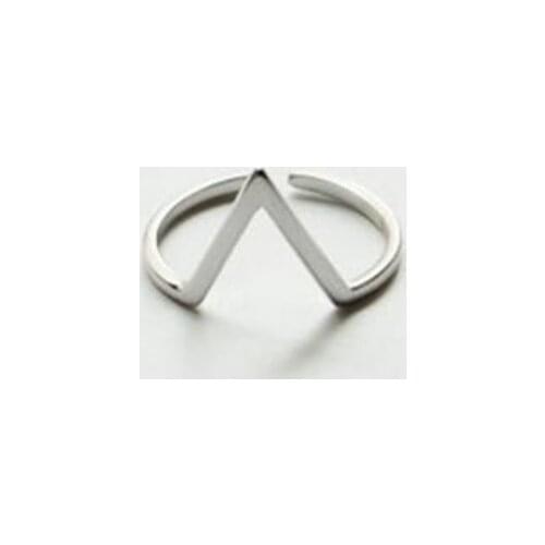 Season Gate 925 Sterling Silver Simple Fashion Letter V Shape Adjustable Size Open Ring for Women Girls SR062